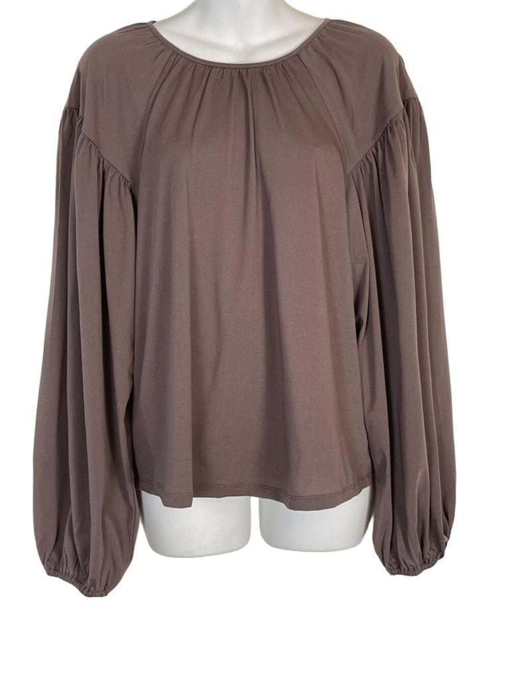 A New Day Women's Brown Balloon Sleeve Pullover Blouse